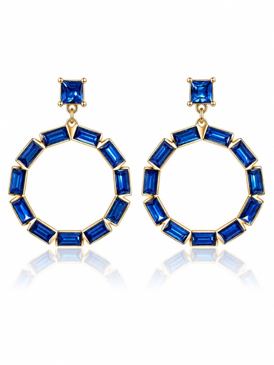 Anthropologie Jewelry - Gold-Tone Hoop Earrings with Blue Gemstones